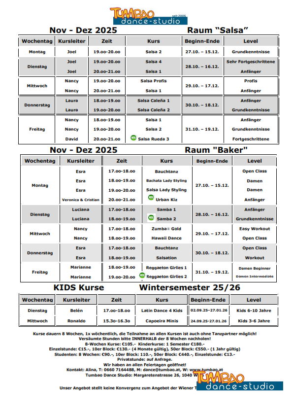 Tanzkurse Tumbao Dance Studio Wien